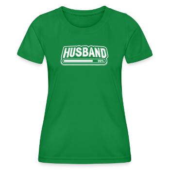 Groom "Husband" Loading Bar – Bachelor Party Motif - Women's Functional T-Shirt - kelly green - Front - AI Model Female 172 dark (172cm)