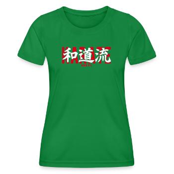 Wado Ryu Karate Japanese Kanji Martial Art - Women's Functional T-Shirt - kelly green - Front - AI Model Female 172 dark (172cm)