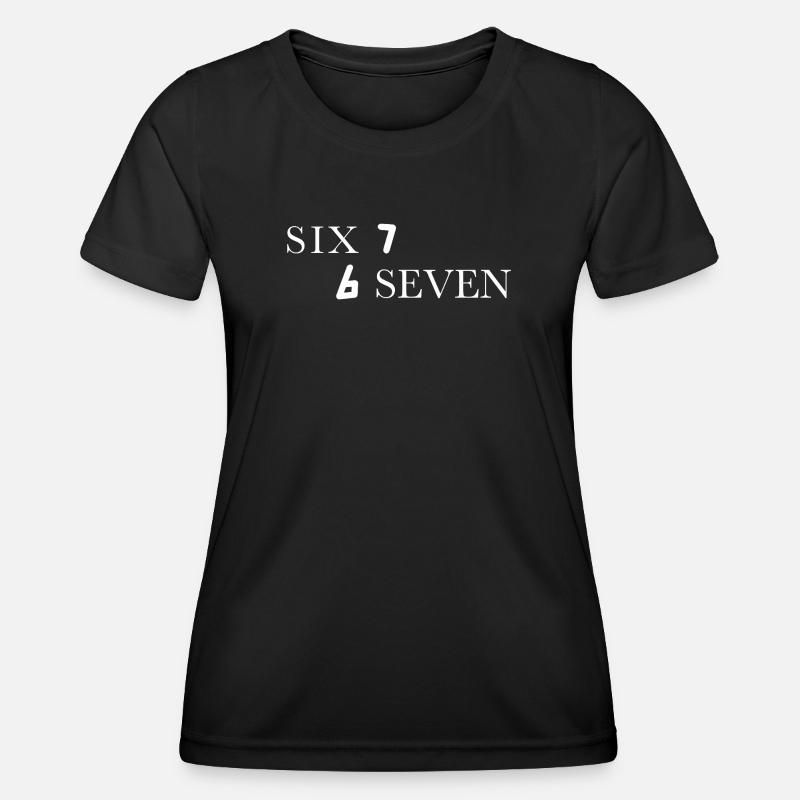 Six seven 67 Typography white funny - Women's Functional T-Shirt - black