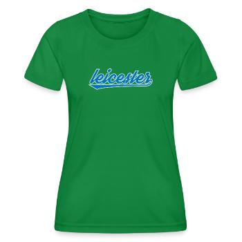 Leicester Blue Script Design - Women's Functional T-Shirt - kelly green - Front - AI Model Female 172 dark (172cm)