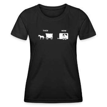 Parodie drôle de calèche de chevaux Conception historique - T-shirt sport Femme - noir - Devant - AI Model Female 172 light (172cm)