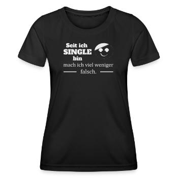 Single :-) - Frauen Funktions-T-Shirt - Schwarz - Vorne - AI Model Female 172 light (172cm)