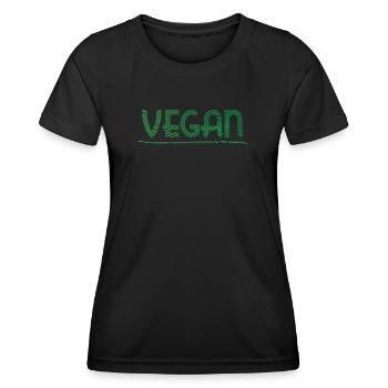 Vegan Schriftzug Grüne Linien - Frauen Funktions-T-Shirt - Schwarz - Vorne - AI Model Female 172 light (172cm)