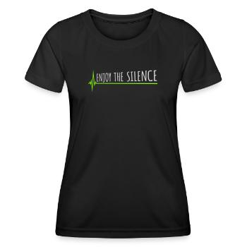 Enjoy The Silence Spruch Ruhe Stille Introvertiert - Frauen Funktions-T-Shirt - Schwarz - Vorne - AI Model Female 172 light (172cm)