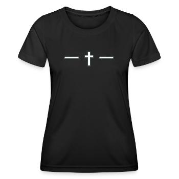 Motif de ligne croisée centrée - T-shirt sport Femme - noir - Devant - AI Model Female 172 light (172cm)