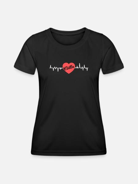 Kölner Herzschlag - Frauen Funktions-T-Shirt - Schwarz