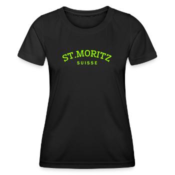 St. Moritz - Suisse - Schweiz - Swiss - Frauen Funktions-T-Shirt - Schwarz - Vorne - AI Model Female 172 light (172cm)