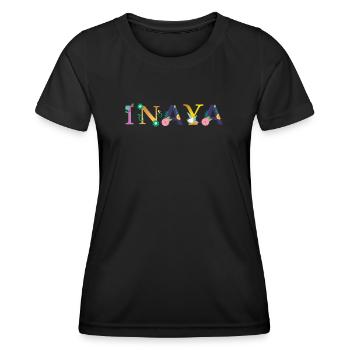 INAYA name decorated with flowers - Women's Functional T-Shirt - black - Front - AI Model Female 172 light (172cm)