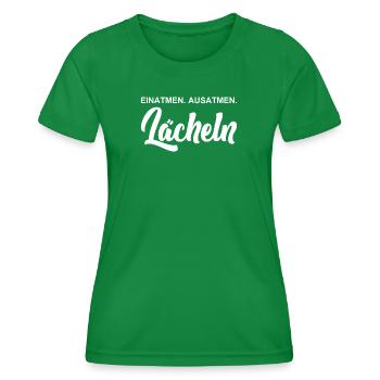 Einatmen - Ausatmen - Lächeln - Frauen Funktions-T-Shirt - Kelly Green - Vorne - AI Model Female 172 dark (172cm)