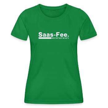 Saas-Fee coordinates Valais Switzerland - Women's Functional T-Shirt - kelly green - Front - AI Model Female 172 dark (172cm)