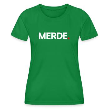 MERDE | Humour réaction minimaliste - T-shirt sport Femme - vert - Devant - AI Model Female 172 dark (172cm)