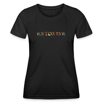 ANTONINA name adorned with flowers - Women's Functional T-Shirt - black - Front - AI Model Female 172 light (172cm)