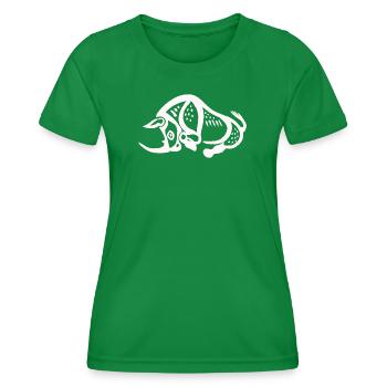 Prähistorisches Nashorn - Weiß - Frauen Funktions-T-Shirt - Kelly Green - Vorne - AI Model Female 172 dark (172cm)