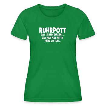 Ruhrpott - Dat hat wat mittn Herz zu tun - Frauen Funktions-T-Shirt - Kelly Green - Vorne - AI Model Female 172 dark (172cm)