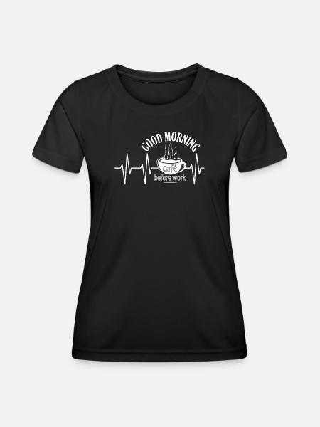 puls cafe coffee work Arbeit herzschlag Sprüche - Frauen Funktions-T-Shirt - Schwarz
