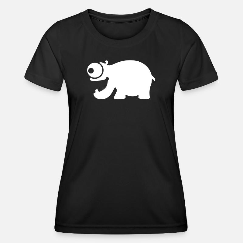 Funny hippo - Women's Functional T-Shirt - black