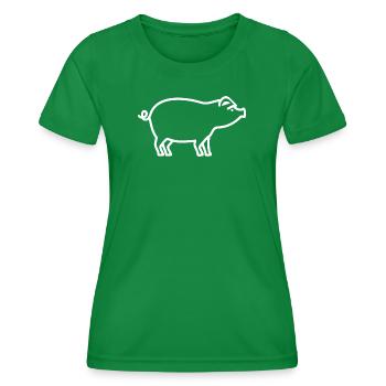 Cute Pig Silhouette Minimalist Farm - Women's Functional T-Shirt - kelly green - Front - AI Model Female 172 dark (172cm)