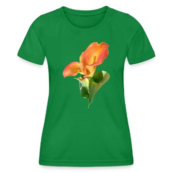 Orange Calla Blossom Magic - Women's Functional T-Shirt - kelly green - Front - AI Model Female 172 dark (172cm)
