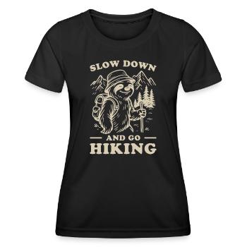 paresseux randonnée aventure montagne nature design - T-shirt sport Femme - noir - Devant - AI Model Female 172 light (172cm)