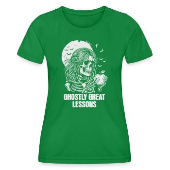 Funny Teacher Skeleton Halloween Classroom - Women's Functional T-Shirt - kelly green - Front - AI Model Female 172 dark (172cm)