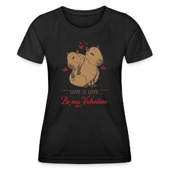 Motif d’amour avec deux bébés capybara - T-shirt sport Femme - noir - Devant - AI Model Female 172 light (172cm)