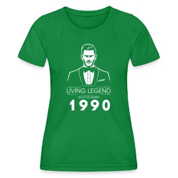 35. Geburtstag Living Legend (GENT) since 12/1990 - Women's Functional T-Shirt - kelly green - Front - AI Model Female 172 dark (172cm)