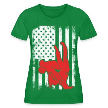 4th of July Judo - Women's Functional T-Shirt - kelly green - Front - AI Model Female 172 dark (172cm)