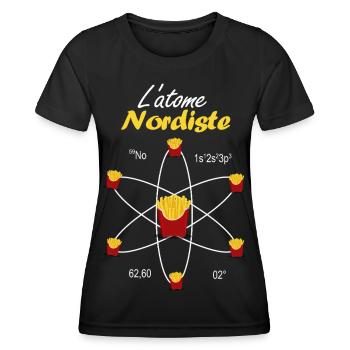 L'Atome Nordiste Frites Emblème Hauts-de-France - T-shirt sport Femme - noir - Devant - AI Model Female 172 light (172cm)