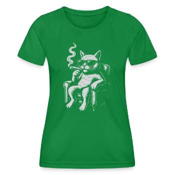 Coole Katzenliege mit Zigarre - Frauen Funktions-T-Shirt - Kelly Green - Vorne - AI Model Female 172 dark (172cm)