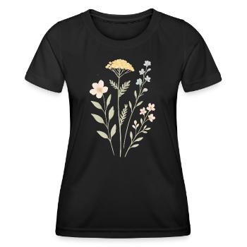 Aquarelles florales sauvages - T-shirt sport Femme - noir - Devant - AI Model Female 172 light (172cm)