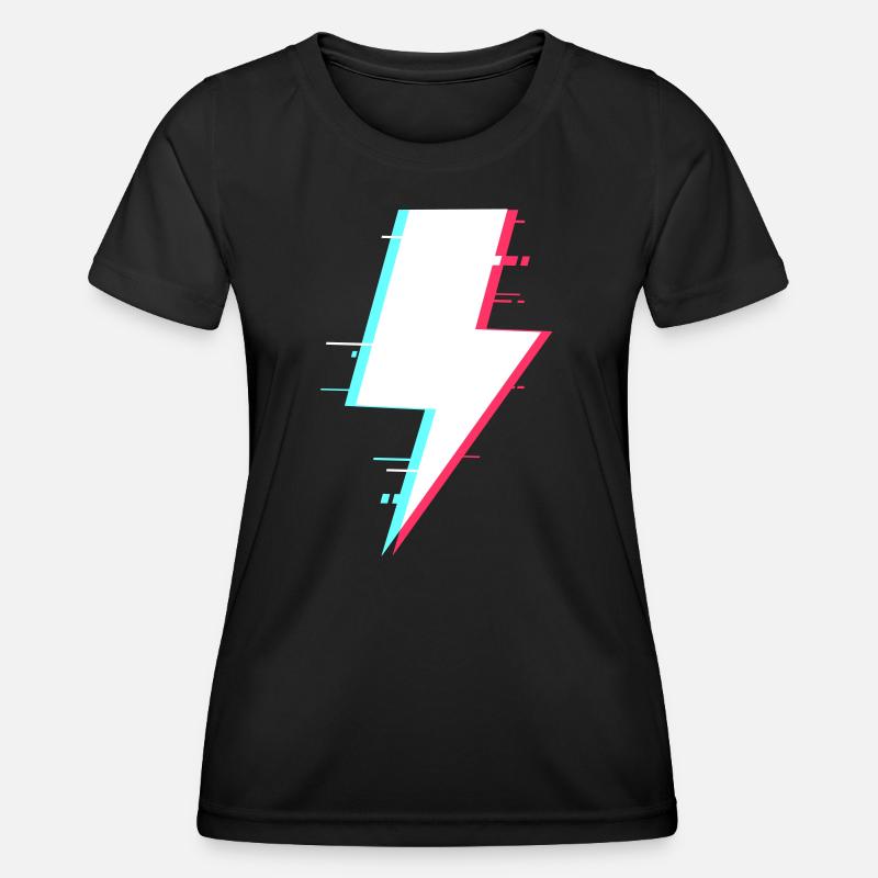 Lightning Style Retro Digital Lightning - Women's Functional T-Shirt - black