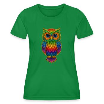 Rainbow Owls Glitter Art - Women's Functional T-Shirt - kelly green - Front - AI Model Female 172 dark (172cm)