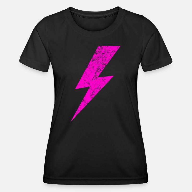 Bright Pink Lightning Motif - Women's Functional T-Shirt - black