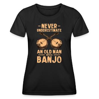 Vieux joueur de banjo bluegrass country - T-shirt sport Femme - noir - Devant - AI Model Female 172 light (172cm)