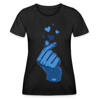 Kpop Musique coréenne Blue Finger Heart Love - T-shirt sport Femme - noir - Devant - AI Model Female 172 light (172cm)