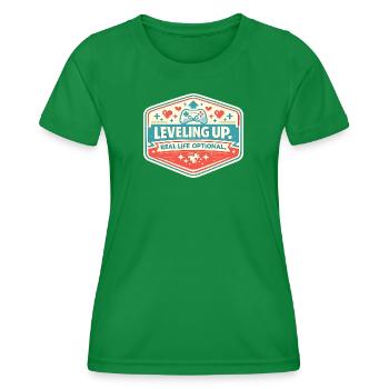 Level Up – Real Life Optional - Women's Functional T-Shirt - kelly green - Front - AI Model Female 172 dark (172cm)