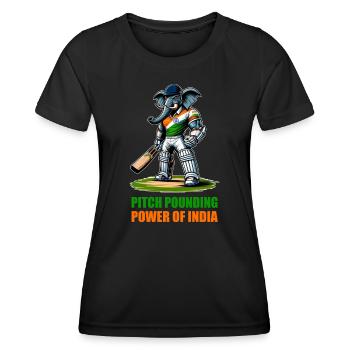 India cricket elephant design - Women's Functional T-Shirt - black - Front - AI Model Female 172 light (172cm)