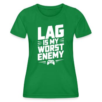 Lag is My Worst Enemy - Women's Functional T-Shirt - kelly green - Front - AI Model Female 172 dark (172cm)