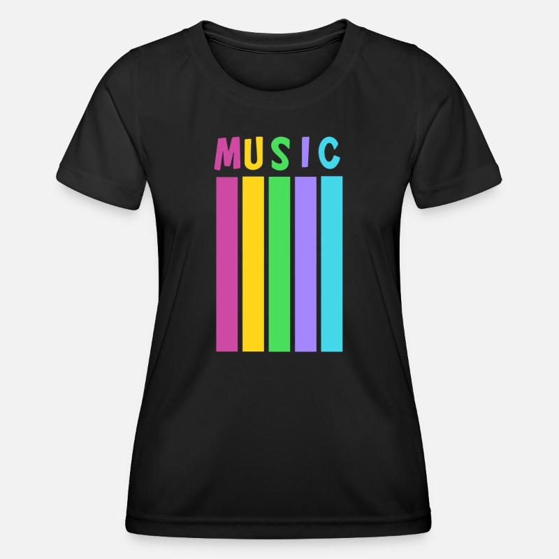 Vivid music notes on colored background - Women's Functional T-Shirt - black