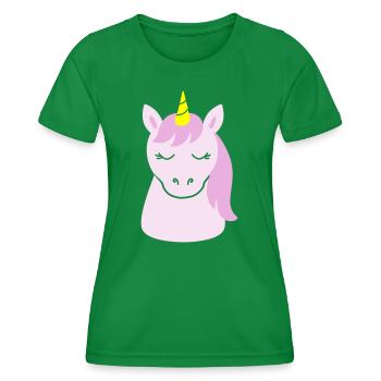 Cute unicorn with closed eyes - Women's Functional T-Shirt - kelly green - Front - AI Model Female 172 dark (172cm)