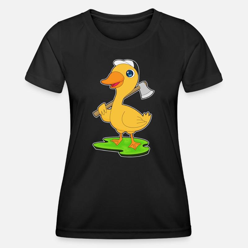 Duck Lumberjack Axe Forest - Women's Functional T-Shirt - black