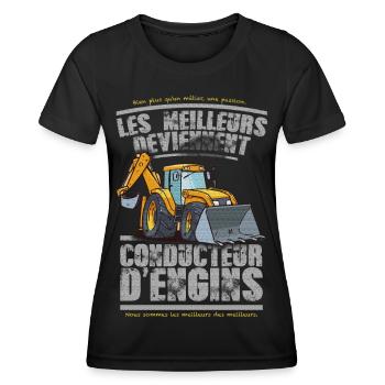 conducteur d engins - T-shirt sport Femme - noir - Devant - AI Model Female 172 light (172cm)