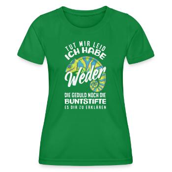 Weder Geduld noch Buntstifte – Sarkasmus - Frauen Funktions-T-Shirt - Kelly Green - Vorne - AI Model Female 172 dark (172cm)