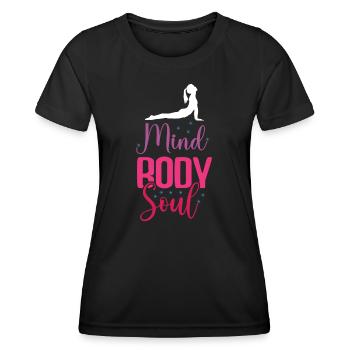 Yoga - , Corps, Âme - T-shirt sport Femme - noir - Devant - AI Model Female 172 light (172cm)