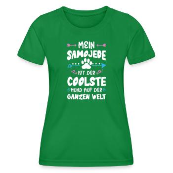 Samoyed Dog Saying - Women's Functional T-Shirt - kelly green - Front - AI Model Female 172 dark (172cm)