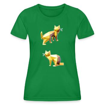 Art de facette Golden Polygon Cats - T-shirt sport Femme - vert - Devant - AI Model Female 172 dark (172cm)
