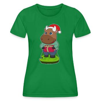 Forfait Noël Taureau - T-shirt sport Femme - vert - Devant - AI Model Female 172 dark (172cm)