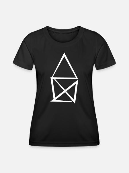Geometrisches Linien-Kunst Design - Frauen Funktions-T-Shirt - Schwarz