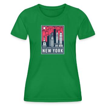 New York Skyline Pop Art - Women's Functional T-Shirt - kelly green - Front - AI Model Female 172 dark (172cm)