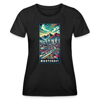 Monterrey Mexiko Stadt Reise Design - Frauen Funktions-T-Shirt - Schwarz - Vorne - AI Model Female 172 light (172cm)